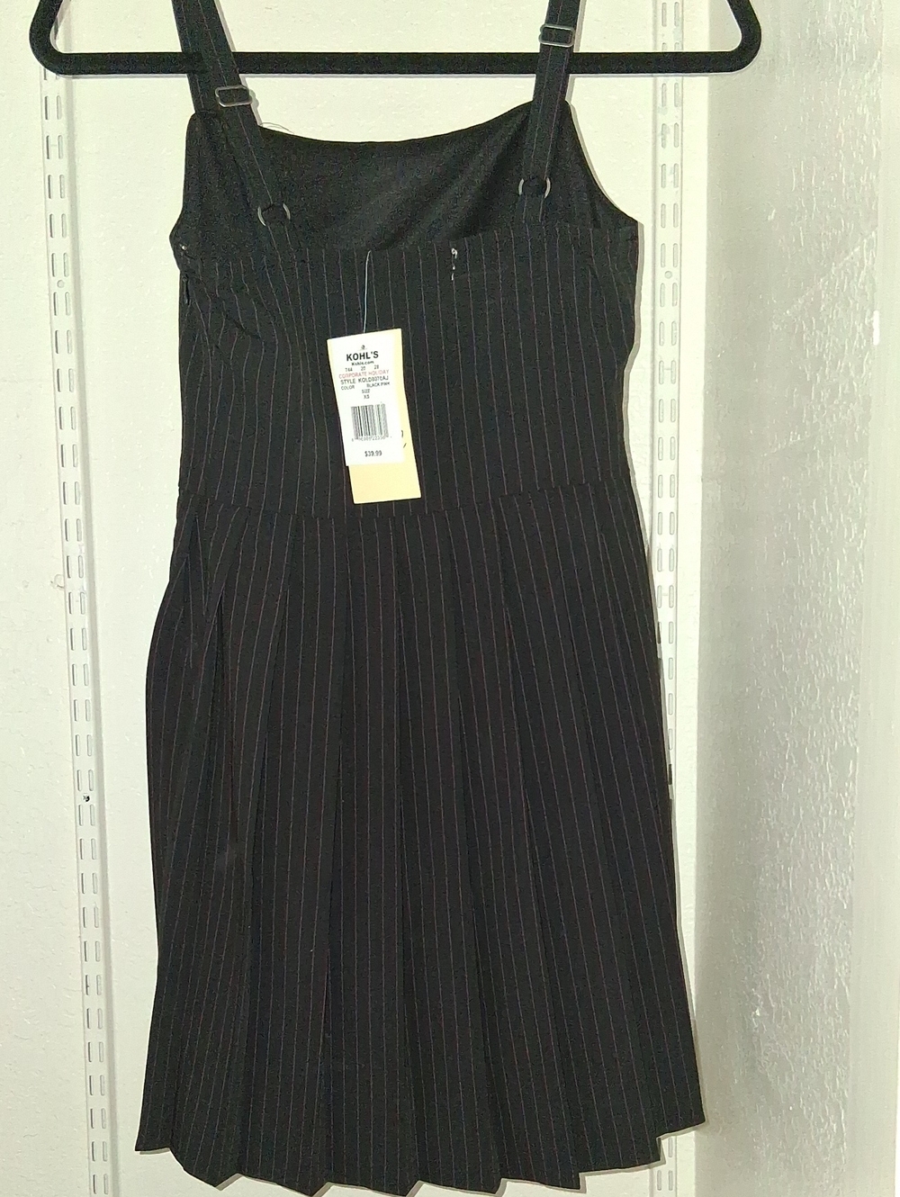 Black dress with pink pinstripes